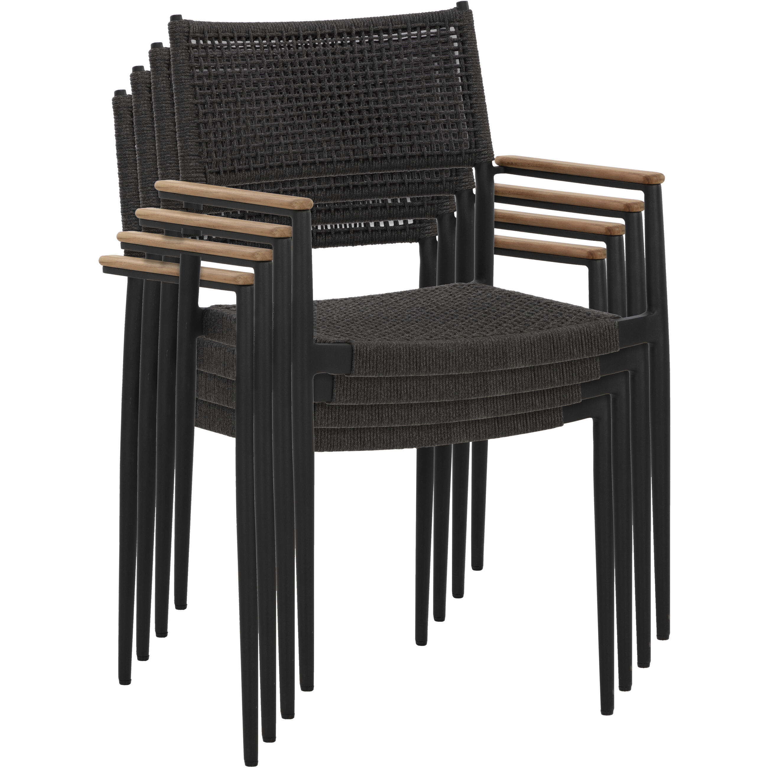Nava Black Outdoor Stackable Dining Armchair, Set Of 2
